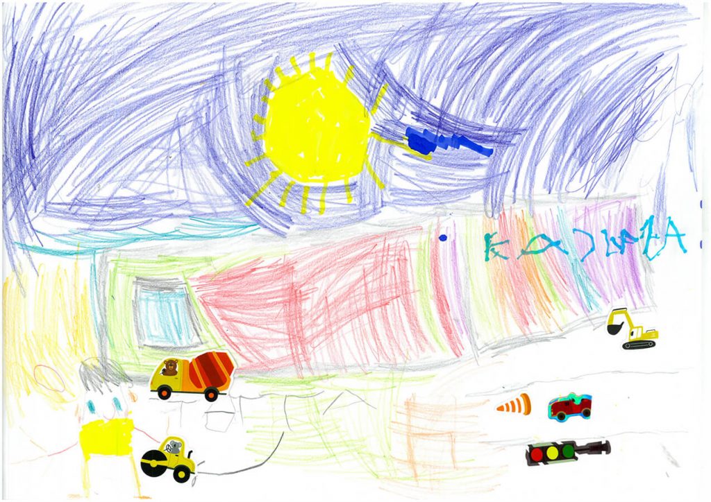 Dziecięcy rysunek wykonany podczas obchodów dnia dziecka w 2023 roku w Kajima Poland